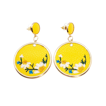 Earrings leather yellow 